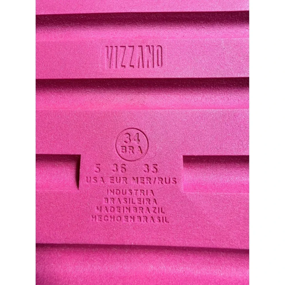 NEW Vizzano Women's Pink Platform Slides Gold Logo Cross Strap Sandals Size 5 35
